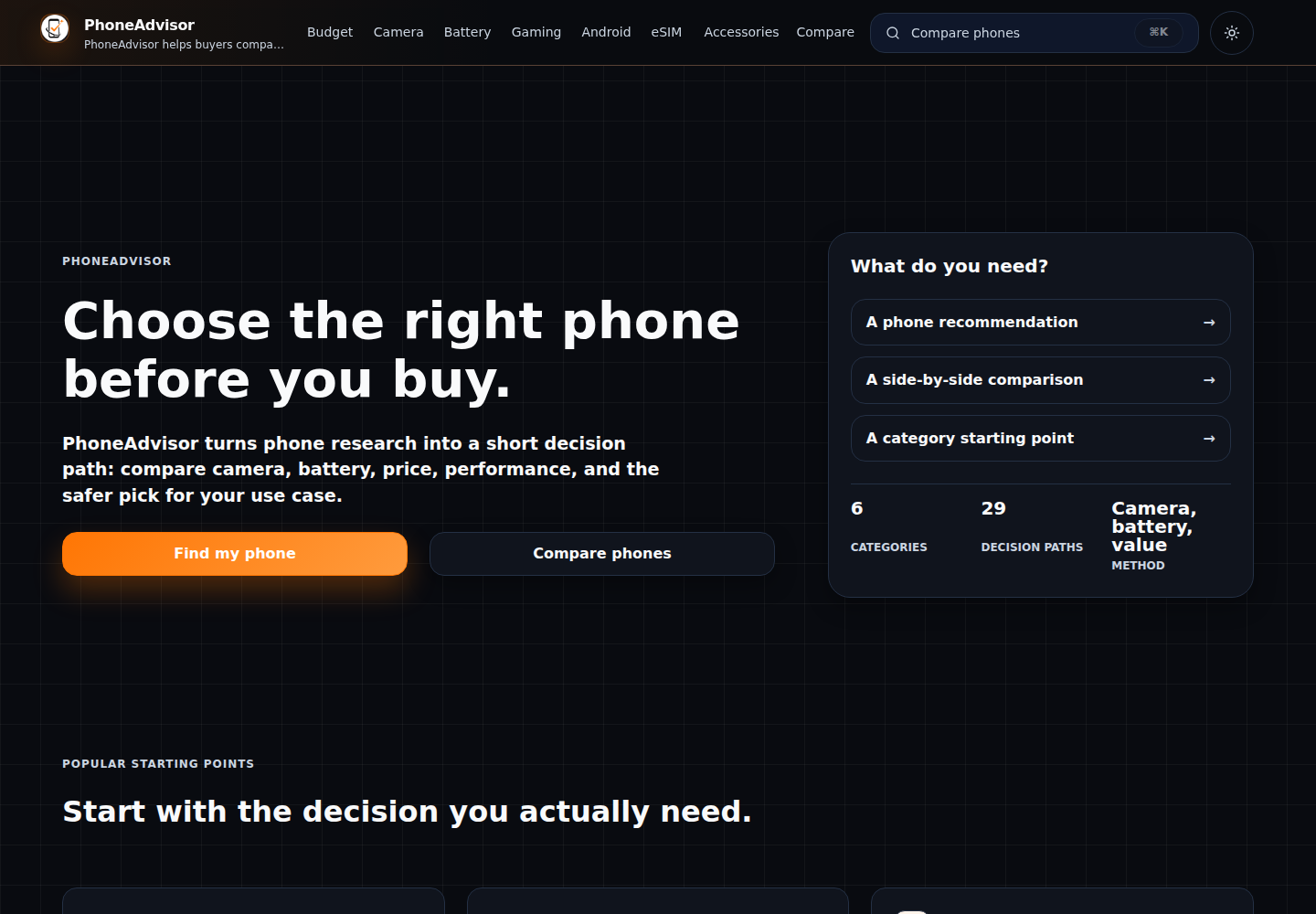 PhoneAdvisor website preview
